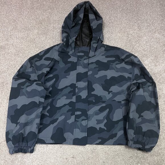 Old Navy Active Jacket Gray Camo Long Sleeve Hooded Cropped Women’s Size Lg NWT - Picture 5 of 10